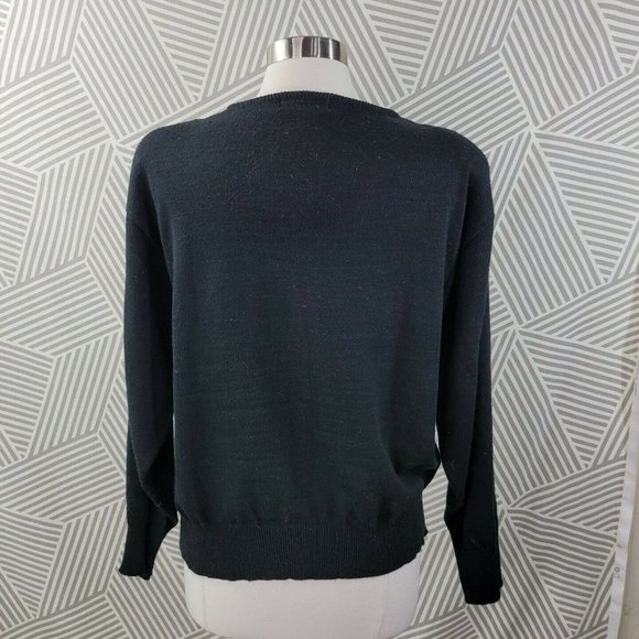 Vintage size Large Sweater Lace Cut out Sequin Dark Academia Black Goth alt - Picture 4 of 7